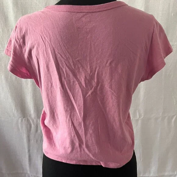 Hollister Pink Cropped Vintage Top Time For Us super cute summer tee - 0324 - Picture 4 of 5